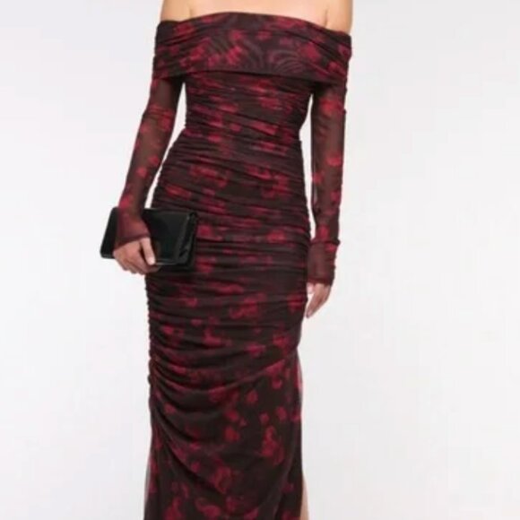 Abercrombie & Fitch Dresses & Skirts - A&F Long-Sleeve Mesh Asymmetrical Draped Maxi Dress - size L - NWT